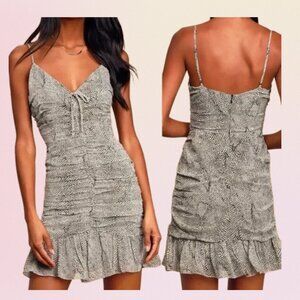 The East Order Thomsen Croc Pattern Mini Dress — Black/Grey (S)